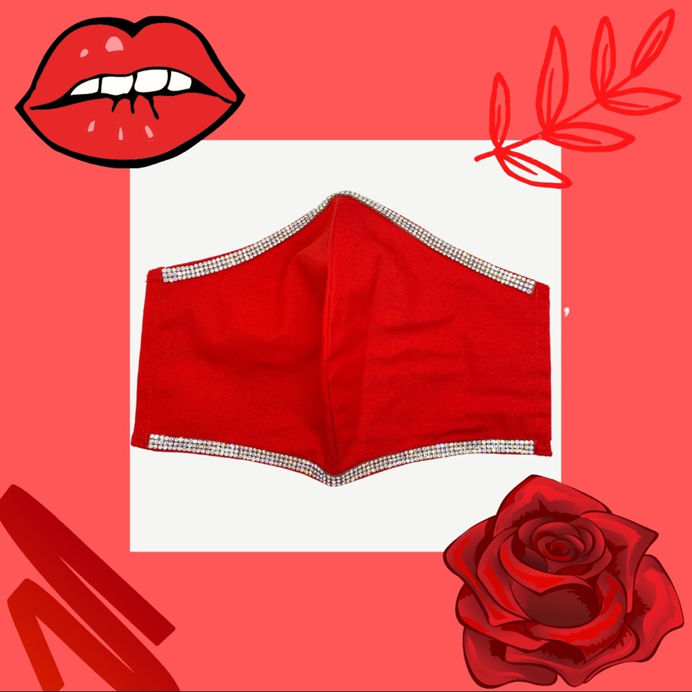 Rhinestone Trim Face mask